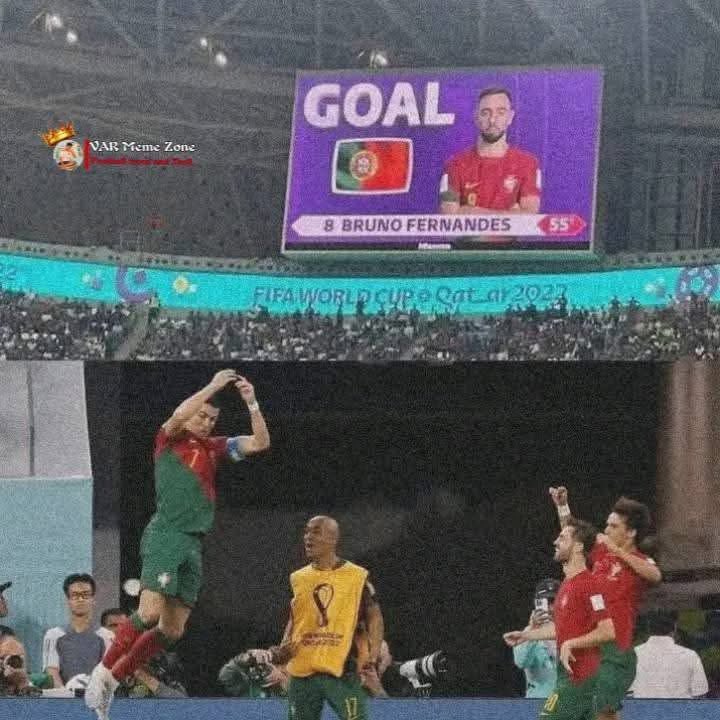 TheDannFx's tweet photo. @GloriousGod01 I'll ask you this question just once.

If you're Bruno Fernandes and you almost, I repeat almost had your first ever world cup goal stolen by your team mate and team captain. Would you ever respect him or even try to play to his strengths???

This thing here is unforgettable https://t.co/RybpIekB9K