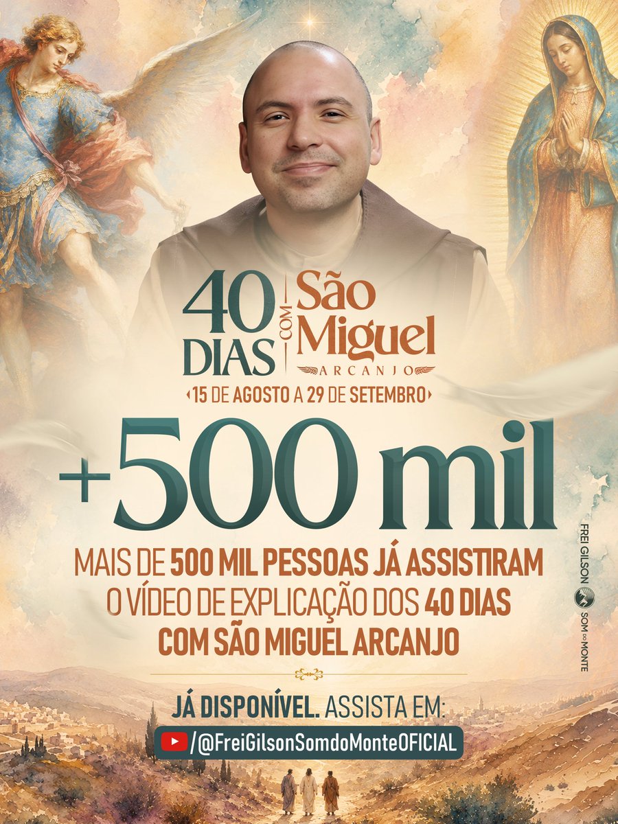 FreiGilsonCMES's tweet photo. Mais de 500 mil pessoas já assistiram ao vídeo de explicação dos 40 dias com São Miguel. Está disponível no canal do YouTube. E você já assistiu??? https://t.co/SnyWrunvey