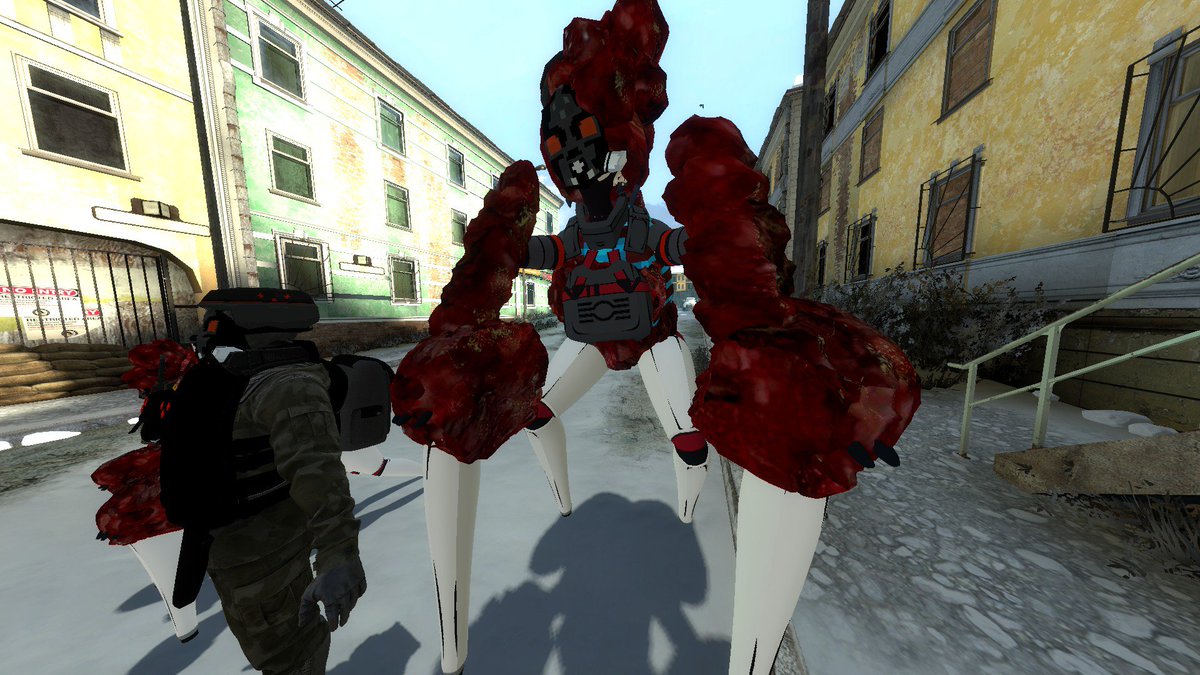 Crabnidroid's tweet photo. Been experimenting with my attempt on a custom Corrupted Replika with this one being a Corrupted Star with the body of the Mosquito Man from "Frankenstein's Army" [Last image for reference].

[Alt descriptions hold more info]
#Signalis #garrysmod #SIGNALISart https://t.co/Fh5wMwUfPj