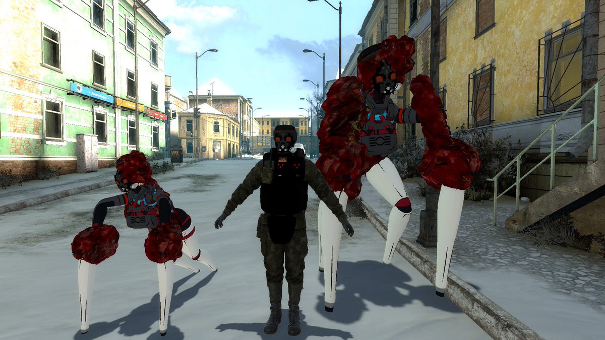 Crabnidroid's tweet photo. Been experimenting with my attempt on a custom Corrupted Replika with this one being a Corrupted Star with the body of the Mosquito Man from "Frankenstein's Army" [Last image for reference].

[Alt descriptions hold more info]
#Signalis #garrysmod #SIGNALISart https://t.co/Fh5wMwUfPj