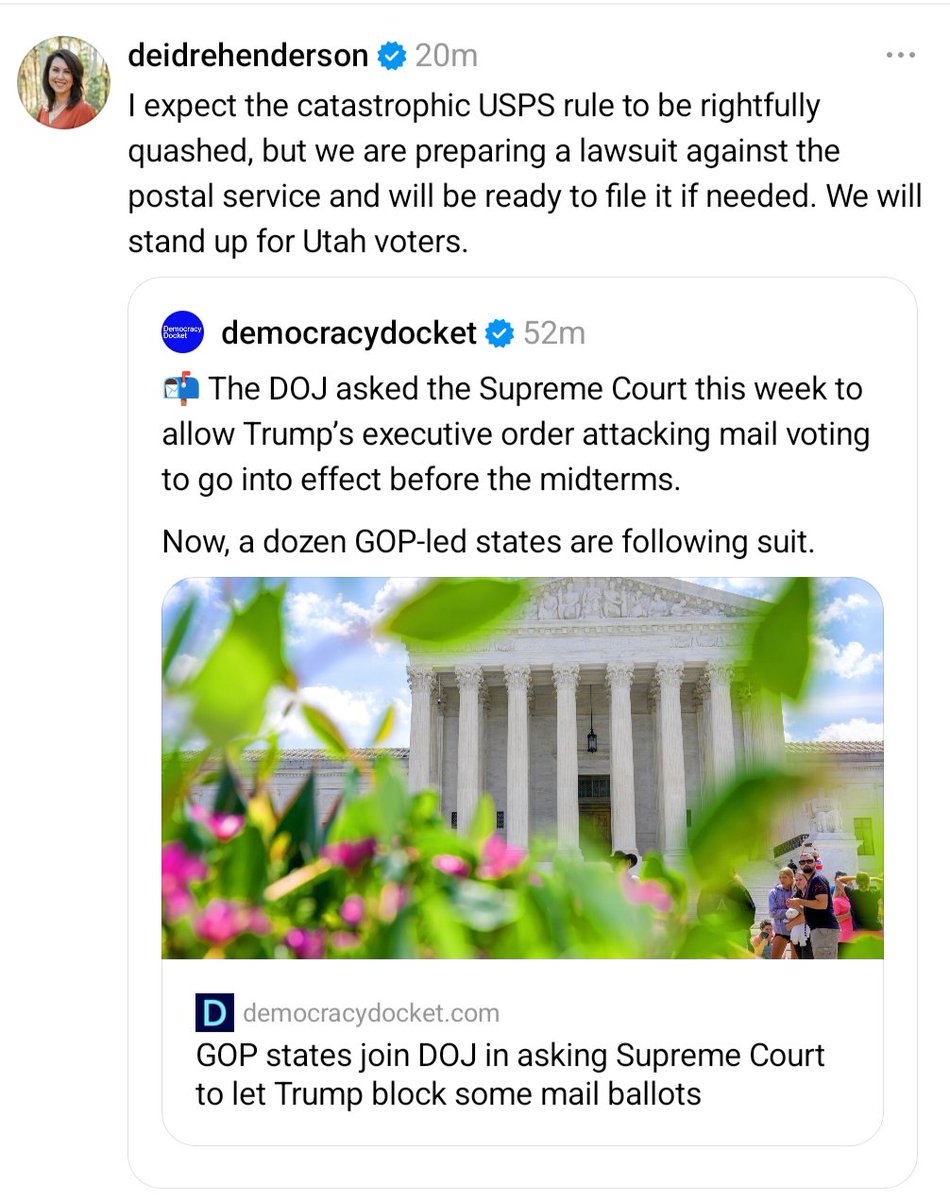 LindsayOnAir's tweet photo. ICYMI: Lt. Gov. @LGHendersonUtah says her office is preparing a lawsuit if Trump's order to have the USPS restrict mail-in ballots stands. https://t.co/LRTTMpBuZl