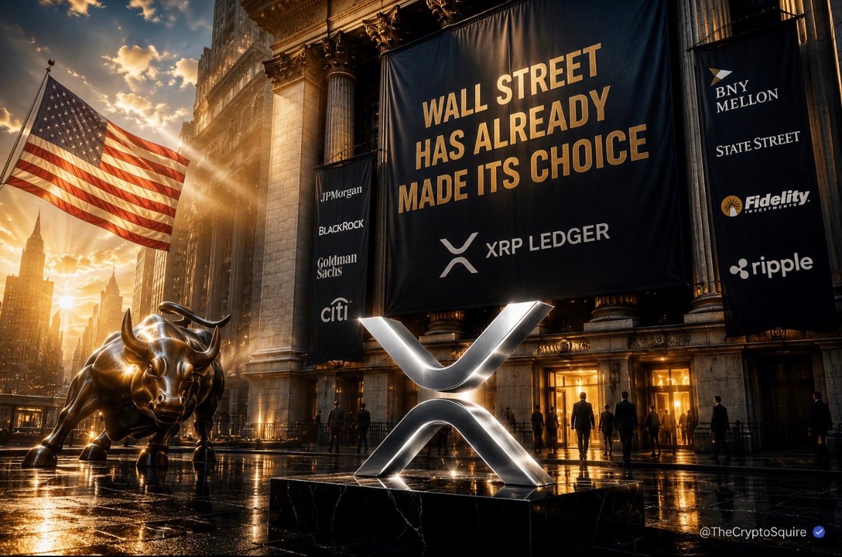 TheCryptoSquire's tweet photo. 🇺🇸 FOLLOW THE MONEY 🇺🇸

Many people still ask whether Wall Street is really betting on the XRP Ledger for tokenization.

Look at the facts.

Ripple is part of the DTCC Digital Assets initiative, working alongside institutions such as JPMorgan, BlackRock, Goldman Sachs and Citi to help shape the infrastructure for tokenized financial markets.

At the same time, tokenized real world assets continue expanding on XRPL, while major financial firms keep exploring how to move stocks, bonds and funds onchain.

Wall Street doesn’t invest years building infrastructure for technology it doesn’t believe in.

Follow the money, not the noise.