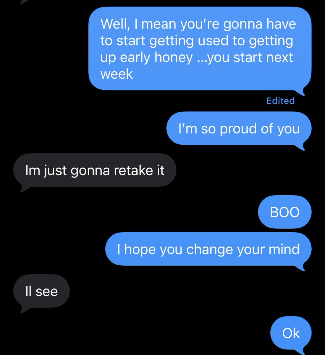 ginareppindabay's tweet photo. Just a fun, cute, totally Gen X Mom to Gen Z conversation between my son & I before he enters 12th Grade. I guess times have changed. (sarcasm)
#WeListenAndWeDontJudge #GenXMom #GenZSon #BoyMom #SeniorYear https://t.co/F1Ns9pNOue