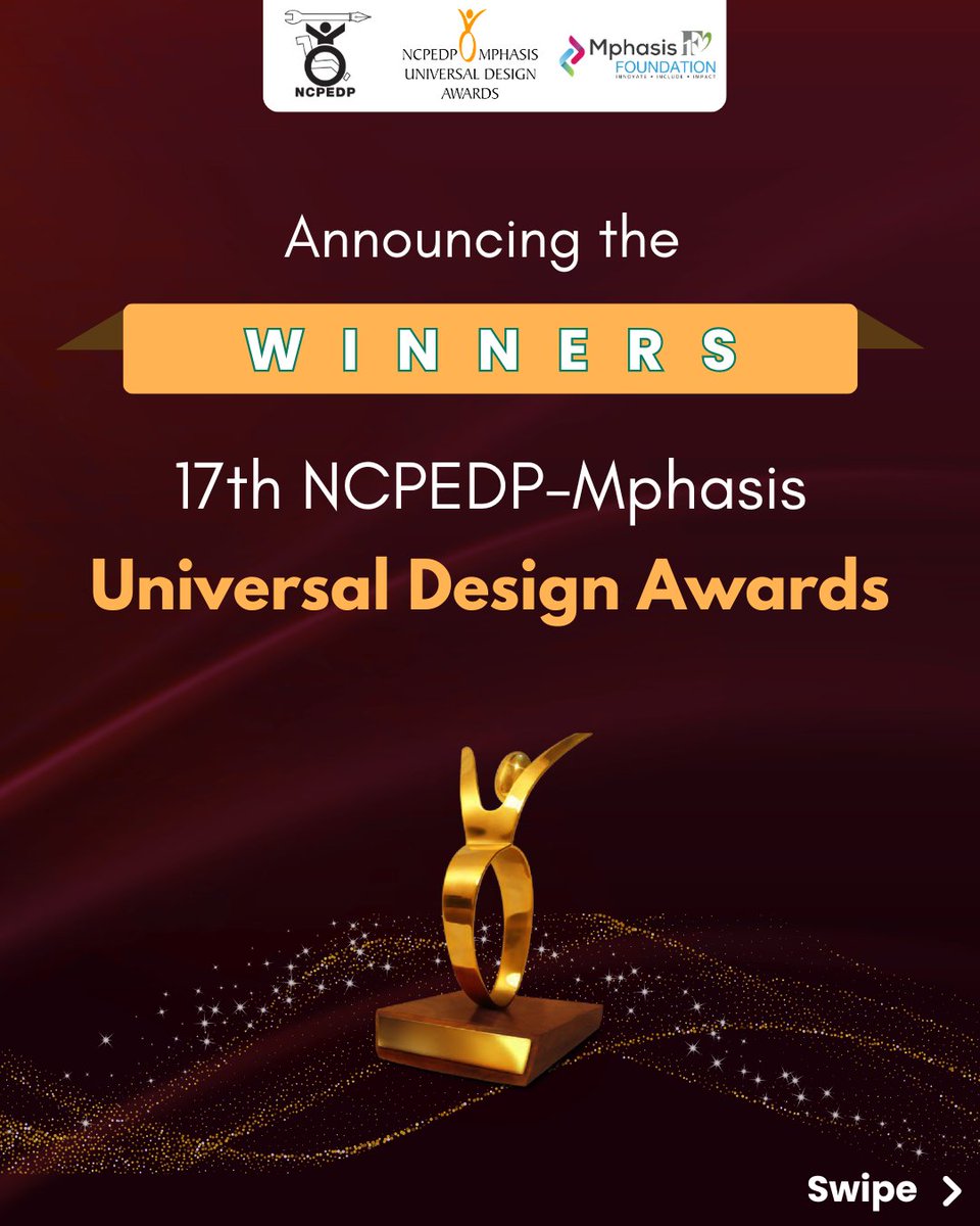 ncpedp_india's tweet photo. Meet the winners of the 17th NCPEDP- @Mphasis  Universal Design Awards 2026.

This year’s winners represent the breadth of Universal Design in action, across lived experience, professional practice, education, assistive technology, accessible communication, institutional services, community work and public policy. Each of them brings access closer to everyday life for persons with disabilities, through work that is practical, thoughtful and rooted in inclusion.

NCPEDP congratulates all the winners and looks forward to celebrating their work.

@sruti_mohapatra @nileshsingit  @CharuNarang5 @thisisrahulgala @jaynakothari @avazapp @JaiVakeel @ncert @Unilever @HUL_News @jahrc_com 

@MSJEGOI @socialpwds @DeepaNagraj @buzzindelhi @Shilpi_Kapoor @Mugdhareads @rakeshdubey @dkundu1 @armanaly 

#UDA2026 #UniversalDesign #Accessibility #NCPEDP #Mphasis