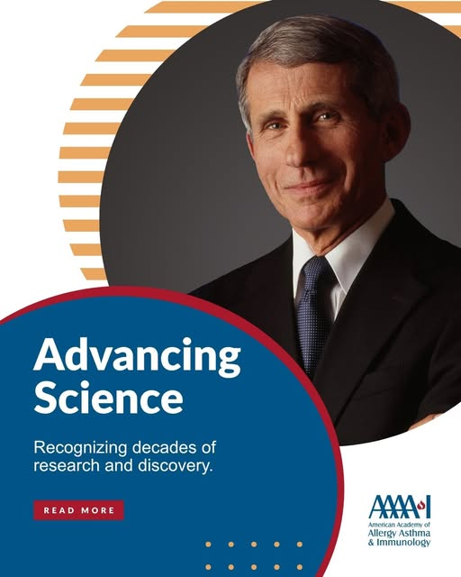 JamesTate121's tweet photo. For decades, Dr. Anthony Fauci has advanced our understanding of infectious diseases through groundbreaking research, steadfast public service and an unwavering commitment to improving patient care. His contributions to HIV/AIDS, COVID-19, Ebola research and countless other public health challenges have helped save millions of lives worldwide.
Earlier this year, the AAAAI was honored to recognize Dr. Fauci for his extraordinary career and lasting impact on medicine and science. We remain grateful for his contributions to our specialty, our patients and the global scientific community. https://t.co/CCAQi4oJBH