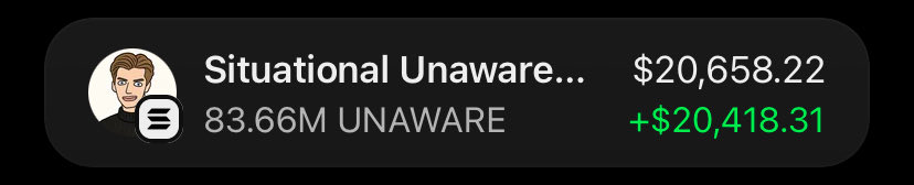 13J6__'s tweet photo. $UNAWARE Is printing massively on my Alpha telegram group 🏆🚀

If you’re in my  tg group your copy trade would have been on same profit as I am.

Ca: 3Hfbhg84nsUtzrTPTu8SpnhzFcDpAsvXv1cEyX4opump https://t.co/BQdyaxyddI