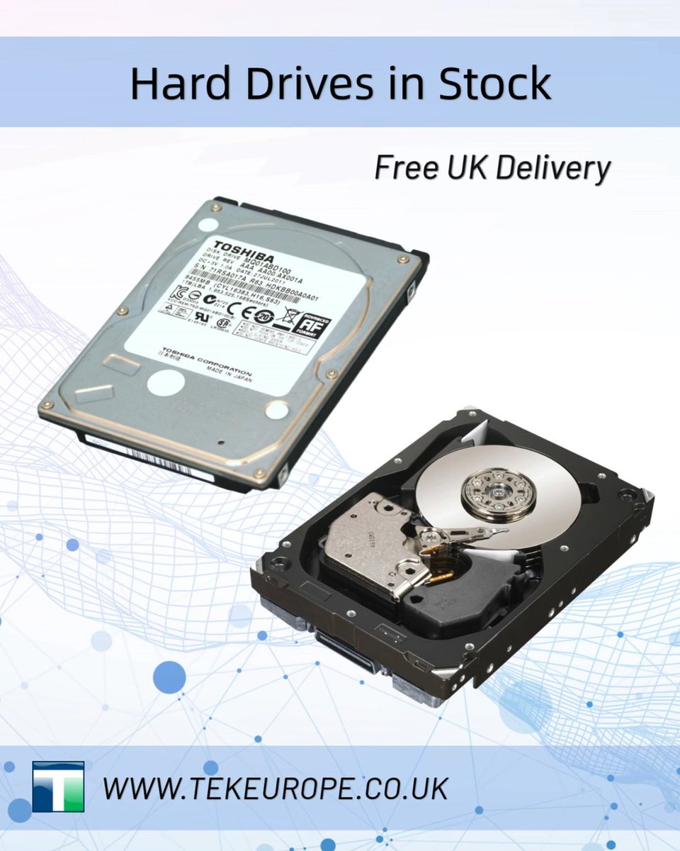 Tekeurope's tweet photo. Do you need a new hard drive for your PC?
You can find hundreds of New and Refurbished Hard Drives in stock on our website. All with Free UK Delivery available:
https://t.co/6SEArxjjRC
#harddrives #seagateharddrive #samsunghdd #toshiba #westerndigital #externalstorage #hdds https://t.co/lPE5NcXw2M