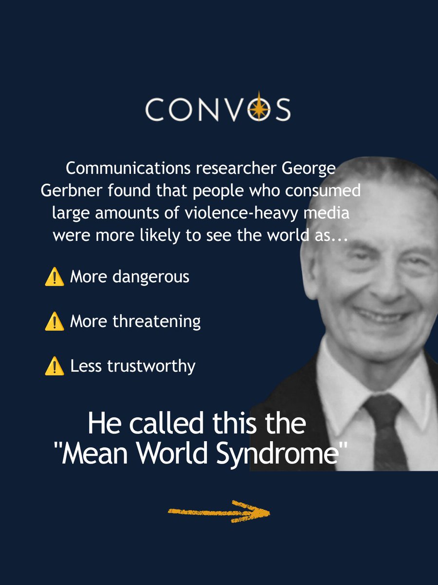 kiakiso's tweet photo. What if media's biggest influence isn't immediate... but gradual?

George Gerbner's "Mean World Syndrome" suggests repeated exposure to violence-heavy media may shape how we see the world over time.

What kind of world are you consuming?

💬 Comment "Research" for the studies. #MediaPsychology #ConsciousMedia