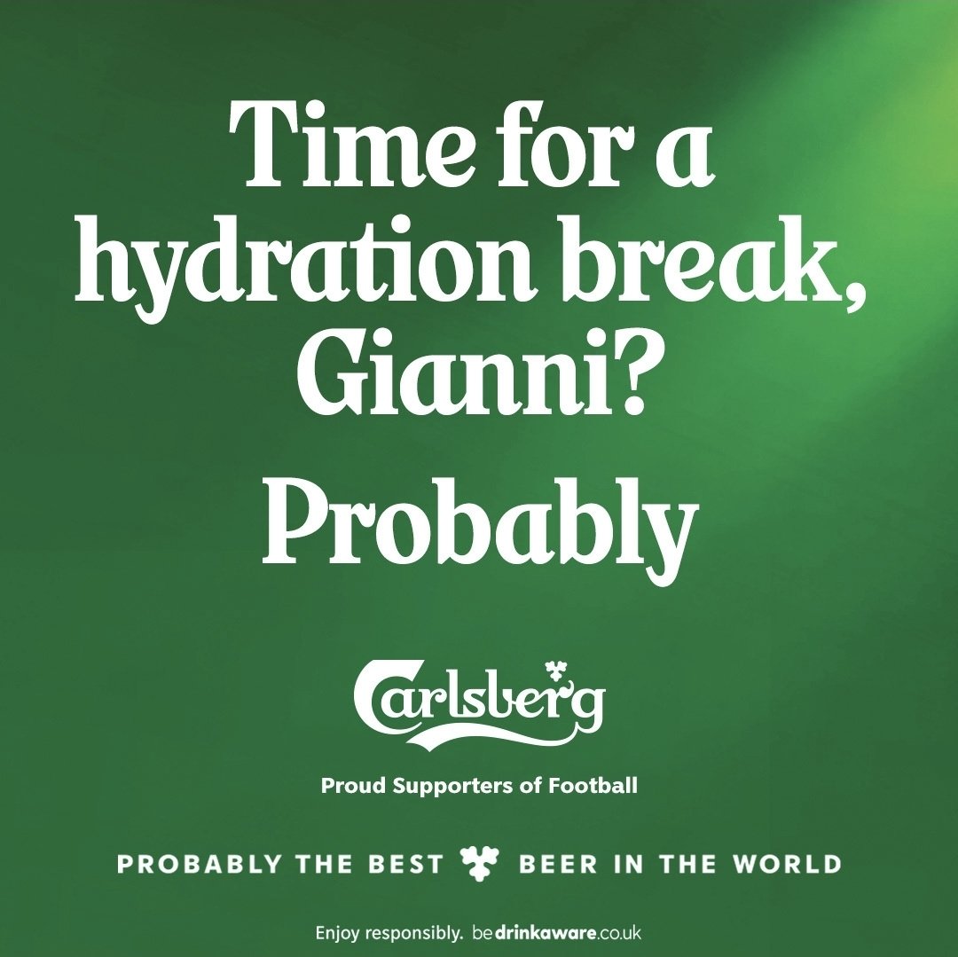 lbertozzi's tweet photo. Cervejaria Carlsberg sugere que é hora de uma "pausa para hidratação" para Infantino. https://t.co/Qsi5IuO7qF