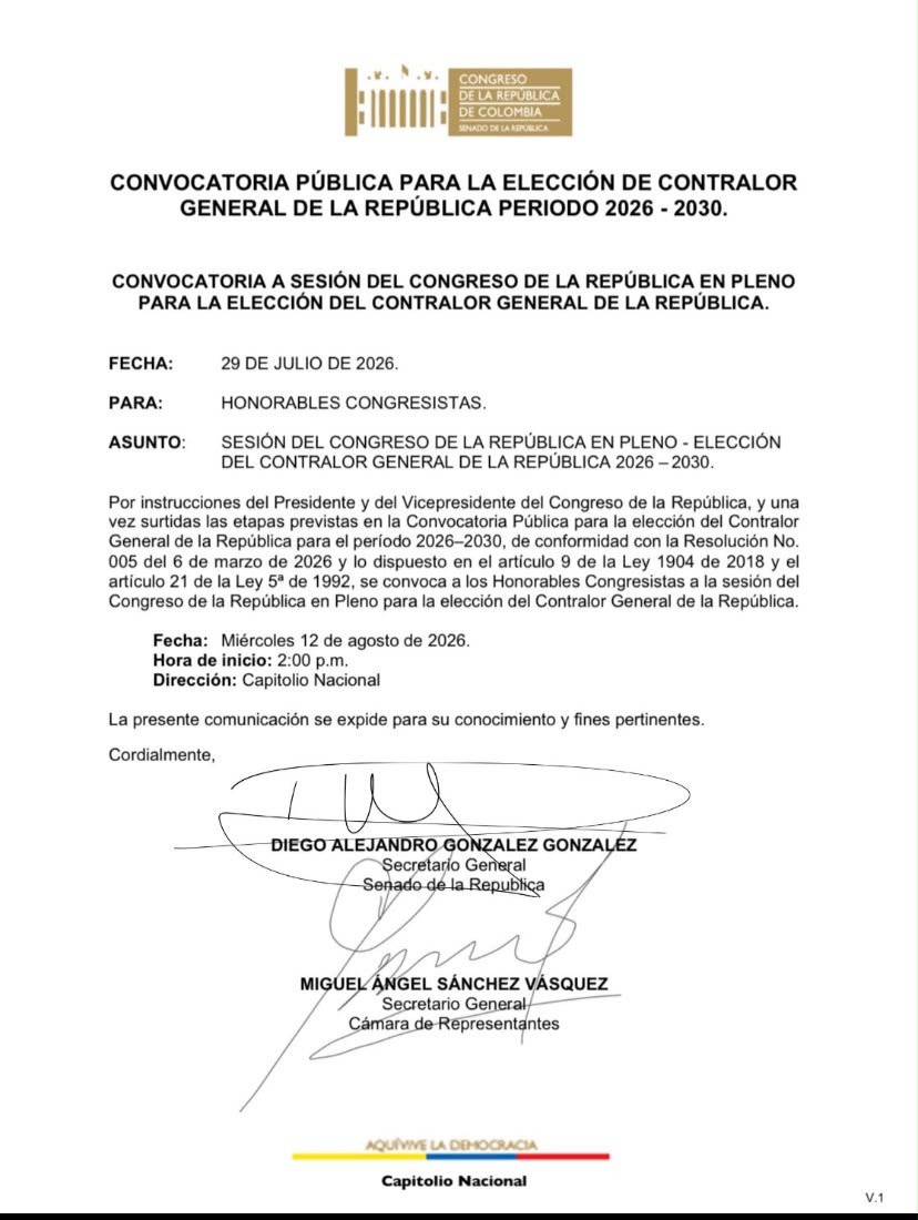 UltimaHoraCR's tweet photo. #POLÍTICA | Ya fue programada la sesión en el Congreso de la República para la elección del nuevo contralor general 2026-2030.

La convocatoria fue agendada para el próximo 12 de agosto a las 2:00 de la tarde en el Capitolio Nacional 

Vía: @hivanparra20
https://t.co/R0kxQZ2KMp https://t.co/O7JTnrhMge