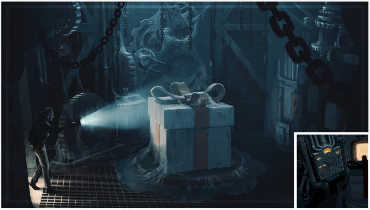Hugobosstc's tweet photo. EXCLUSIVE: Early Concept art from #FNAF Art Director, Mark A. Terry
* Int. River Freddy's - River Tunnel (Present Day)
* Int. Vanessa's childhood home workshop
* Int. Abby's school - Gym
* River Freddy's - Music Box https://t.co/fqSKEoXiIO