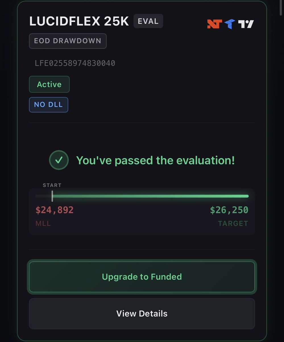 MapleStax's tweet photo. Passed 6 Lucid trading accounts today

The 25k is one of the best accounts to trade with

1 day to pass option in PRO

No funded consistency rule in FLEX

Use code “maple” for 30% off all Lucid accounts

Copy trade them and pass all at once! https://t.co/orbHoYvLvw