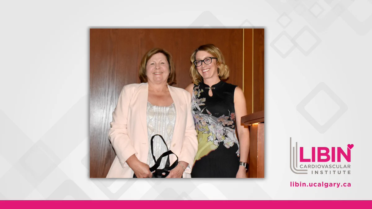 Nurse Deb Lundberg, pictured with Dr. Jillian Colbert, received the 2026 Dept. of Cardiac Sciences Award of Excellence.