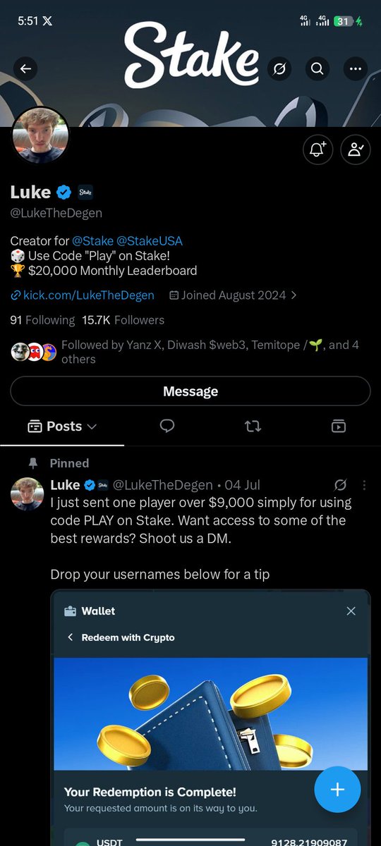 Dannybrown83056's tweet photo. @LukeTheDegen @Stake Stake: dannybrown99 https://t.co/I1EtV35uch