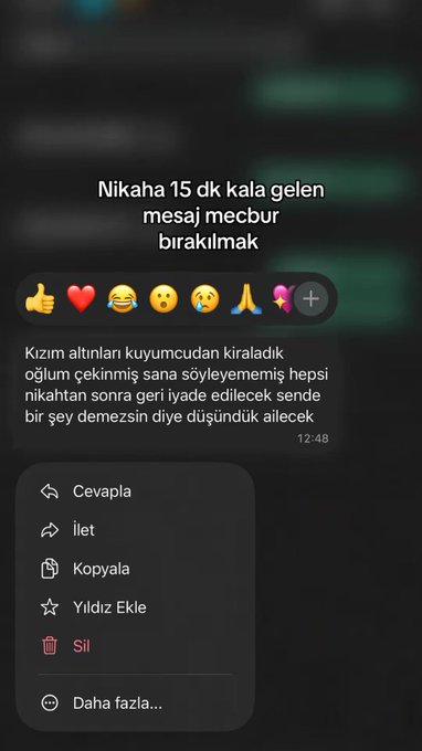 politicturk's tweet photo. Bir kadın, nikahına 15 dakika kala kayınbabasından aldığı mesajı paylaştı. https://t.co/Kw1AYe9VeT