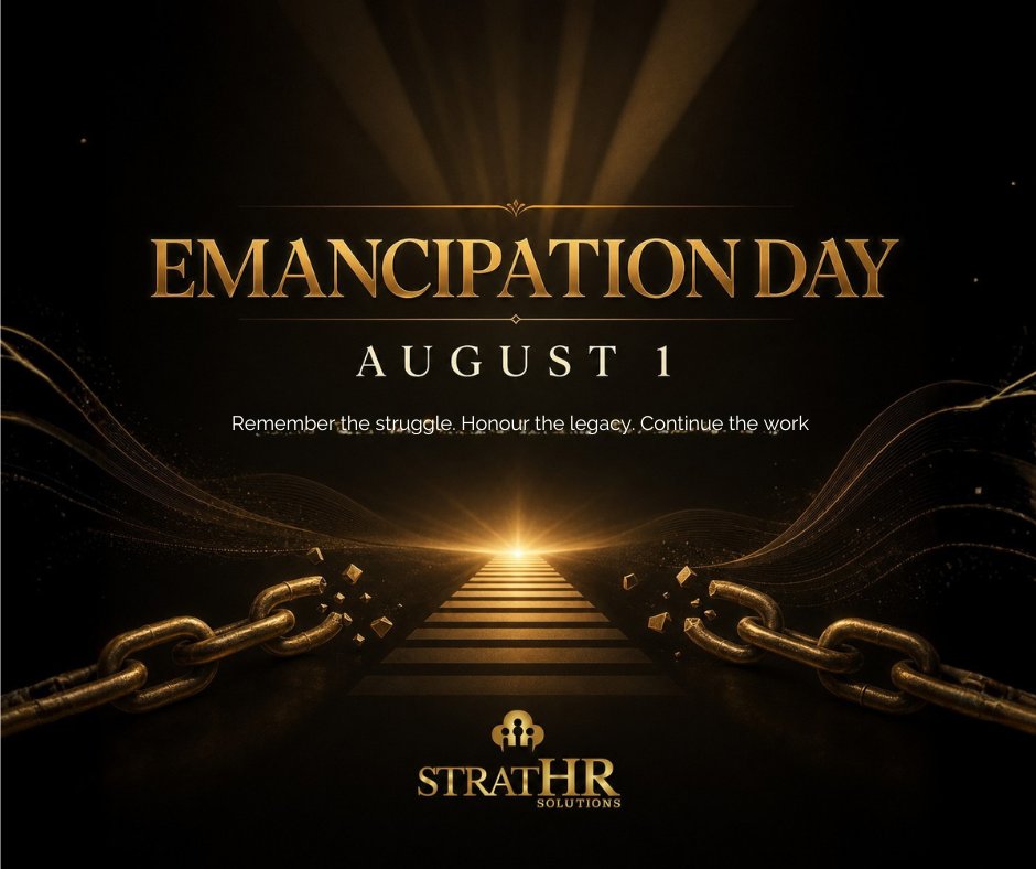 StratHRSol's tweet photo. Today, StratHR Solutions recognizes Emancipation Day. We honour those who resisted enslavement and remain committed to building equitable workplaces where everyone is treated with dignity and empowered to succeed.

#EmancipationDay #emancipation https://t.co/d4SQ97Q8vG