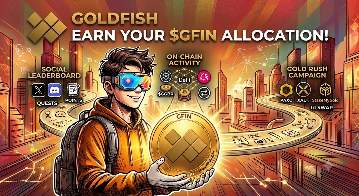 AnticWeb3's tweet photo. Want the $GFIN airdrop from @goldfishggbr? 🪙 

Do these 3 things to earn your allocation:

1️⃣ Link X &amp; Discord at https://t.co/3foQwfrZwX

2️⃣ Hold $GGBR or supply on-chain liquidity 💧

3️⃣ Swap PAXG/XAUT to $GGBR on StakeMyGold

Farm the new RWA gold standard !

#goldfish #GFIN https://t.co/oo7ta5Oydm