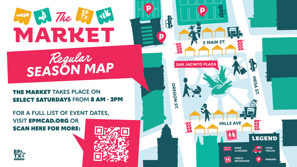 ElPasoTXGov's tweet photo. 🎉 Shop local &amp; celebrate 15 amazing years of The Market! Join The Market at San Jacinto Plaza this Saturday from 8am-2pm. Support local &amp; enjoy! 🛍️✨ #ShopElPaso https://t.co/lxahW4yton