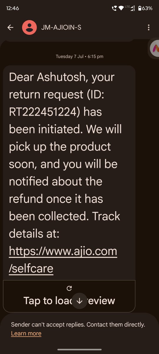 aHeirToTheDemon's tweet photo. @AJIOLife @AjioCares Attaching screen shots of product and approved pickup. https://t.co/Z5I7hSvU0w