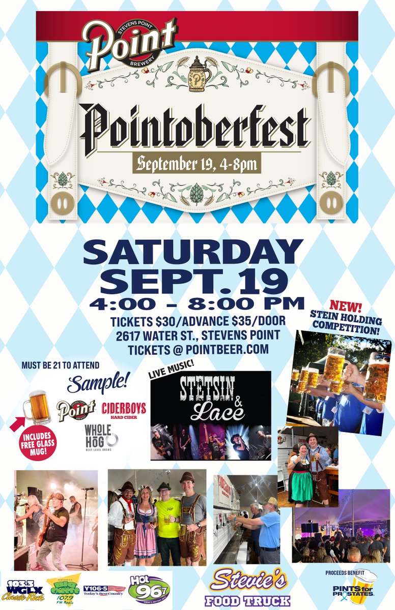 pointbrewery's tweet photo. Save the date!! Pointoberfest is coming up! This event is for AGES 21 AND UP! If you are a DD your ticket is just $10! https://t.co/wECDL4z4N4