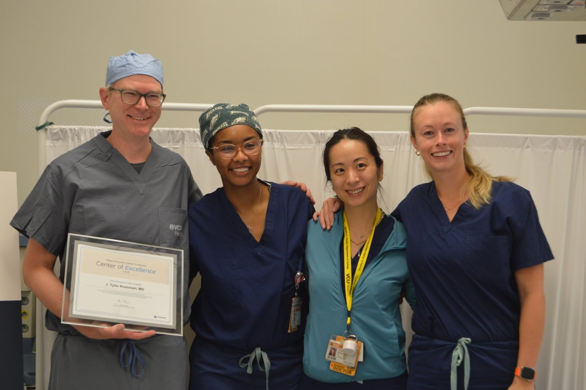VCUUrology1's tweet photo. Congratulations to Dr. Roseman for receiving the "Center of Excellent Award" from Coloplast.  Thanks to the team from Coloplast for providing surgical training for our residents, acting interns, and M3 students! https://t.co/JcdUbpSNAR