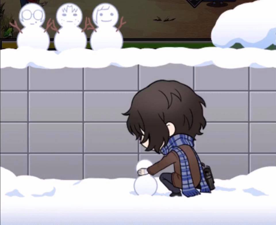 skk2328's tweet photo. i'm not letting y'all forget when in bungo tales dazai made snowmen of the most important persons in his life 💖 (but ofc he can't help himself from ragebaiting chuuya lol) https://t.co/k4EFXupLE9