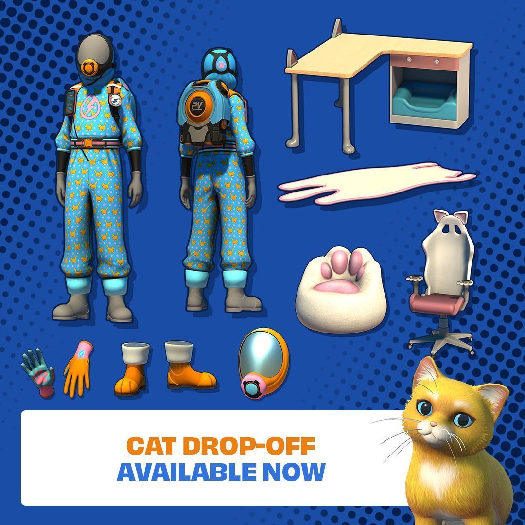 PowerWashSim's tweet photo. There are new items in the in-game store right meow!💦

Decorate your homebase with brand new cat-tastic items approved by Ulysses herself! 

Create the purr-fect space that will leave you feline cosy and refreshed😺 https://t.co/g4Q07MgTdF