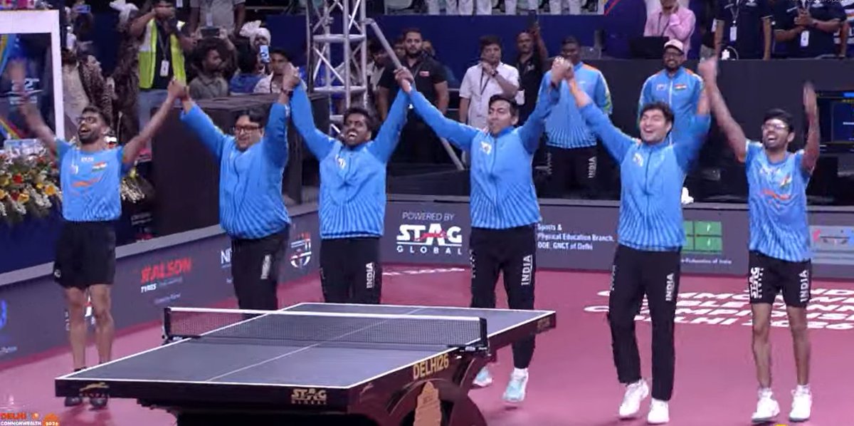 indiclogic's tweet photo. #India defeat #Malasia 3-2 in the CWG 2026 Final Table Tennis to Win Gold  After 12 years !!
🔥🔥🔥 https://t.co/k85IrOmlFP