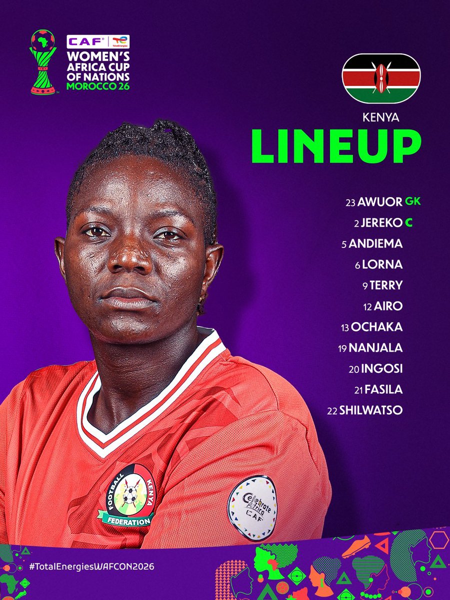 sin_bin_rugby's tweet photo. Time for some football. We cheer our Harambee Starlets as they take on Senegal in the WAFCON.

Here's the Starlets starting lineup.

Let's Go Starlets 🇰🇪🇰🇪

#TotalEnergiesWAFCON2026 #WAFCON #WAFCON2026 #HarambeeStarlets #CheerForStarlets #SinBinRugby https://t.co/KOaFBtp2vR