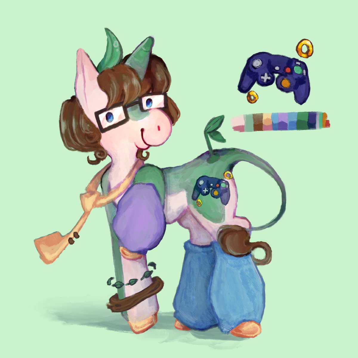 Biniek's tweet photo. 🍃WELP...GUESS I HAVE A PONYSONA NOW!! XD🍃

🎨Huge thanks to @Crystalblu42 for commissioning the wonderfully talented @Hemlock_Chan for such an amazing gift!!!💚💚
#paintbin https://t.co/kHAQviilqM