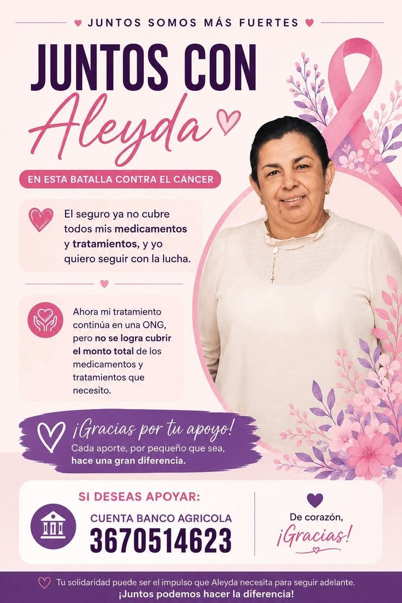 _laveroblanco's tweet photo. Nuestra amiga @AleydaBarrera73 sigue necesitando de nuestro apoyo para continuar con su tratamiento. 

Si en nuestras manos está colaborar con ella, aquí les dejo los datos. 

#JuntosconAleyda 🌸 https://t.co/hBTJ0a6vmP