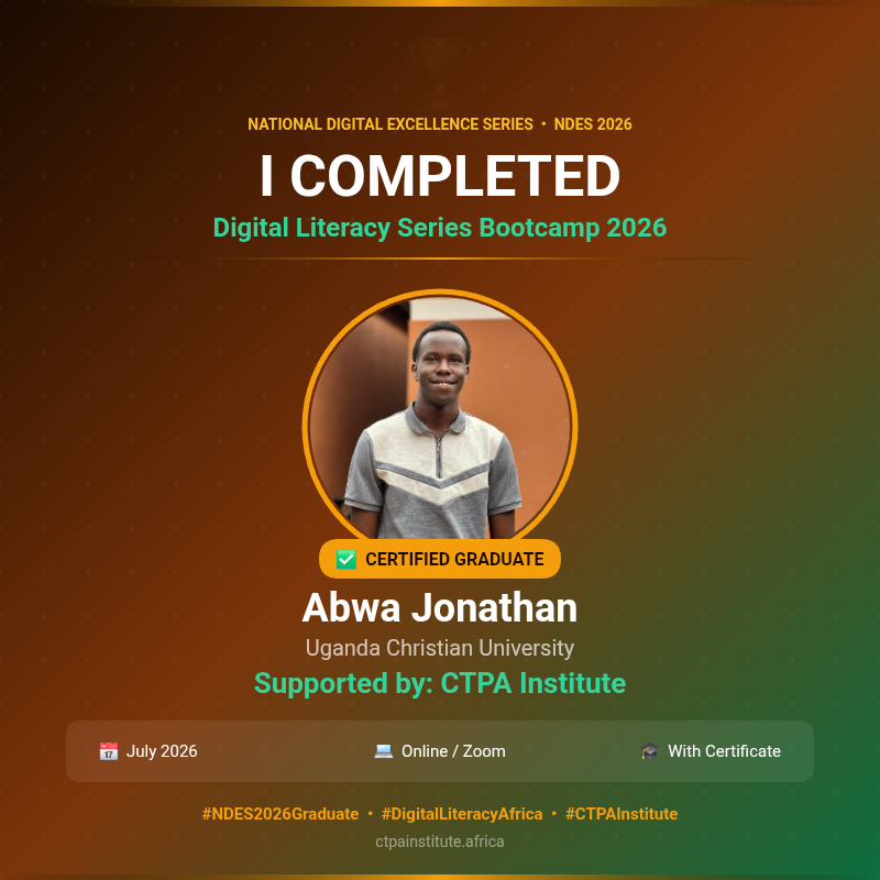 jonah39341's tweet photo. Just wrapped up the National Digital Literacy Bootcamp 2026  #NDES2026 with a Distinction  4.9 GPA, 98% overall average, 27/27 credits.
Grateful for the growth.  
#DigitalLiteracy #AI #CTPAInstitute https://t.co/pbc3vEGGo3