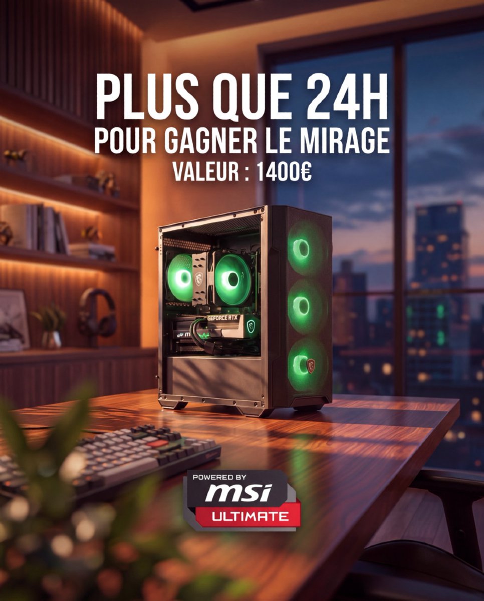 FlowUPofficiel's tweet photo. Moins de 24h pour tenter de gagner le PC Mirage à 1400€, avec @msifrance 👀

RT + fav, puis clique ici 👇 pour participer 🤞
🔗 https://t.co/XXlppE0rfa https://t.co/HQ0EX6zpHg
