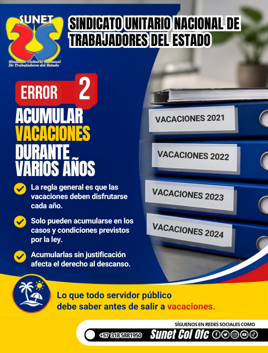 sunetcolofc's tweet photo. ***********
#sunet │🔴Errores que comete tu entidad o empresa al programar las vacaciones  🔴│
**********
La programación de las vacaciones debe respetar la normativa laboral y garantizar el derecho al descanso de los trabajadores.
@GermanSUNET https://t.co/FihAjQJMpr