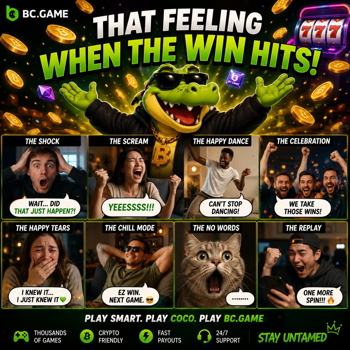 angelimoniq's tweet photo. That amazing feeling... 🤩
Here are different types of reactions to winning moments! 😆

@bcgame https://t.co/czX6MSOag4