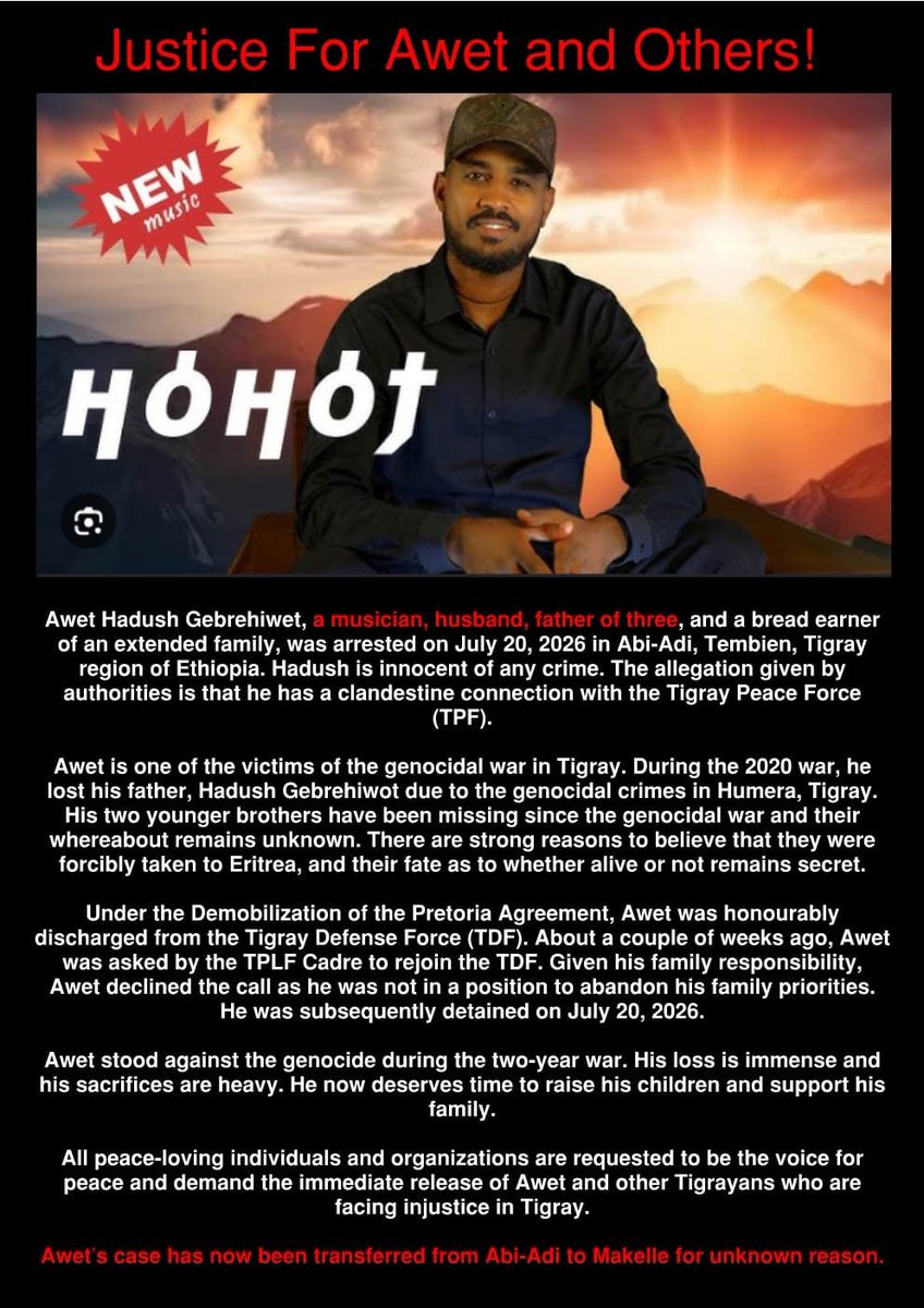 kidu_gebre's tweet photo. ReleaseAwetFromDetention
@amnesty https://t.co/imOmv9ImEZ