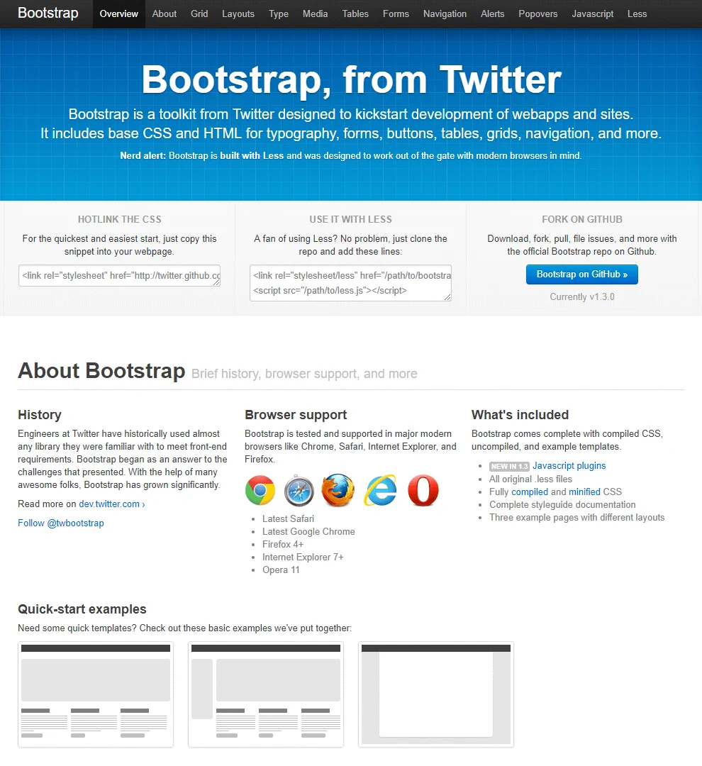 Bootstrap, from Twitter website in 2011