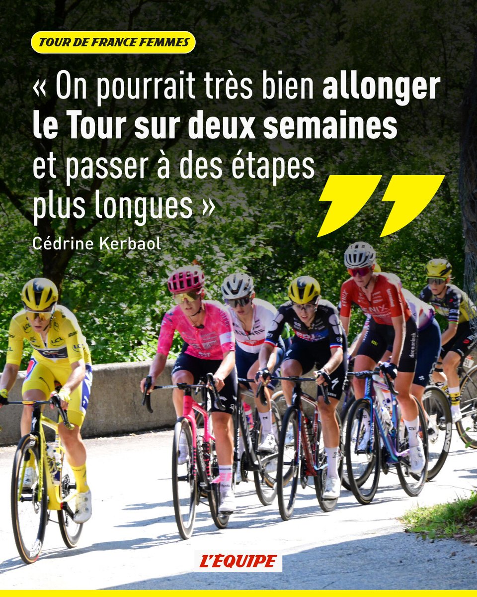 lequipe's tweet photo. En pleine croissance, le Tour de France Femmes a encore poussé le curseur de la difficulté. Le prix à payer pour continuer à grandir ? https://t.co/w5gQa2IGQA https://t.co/UWPkojnPsf