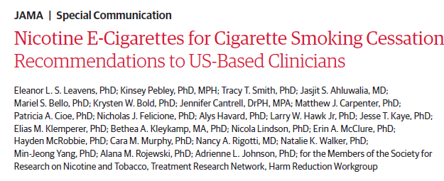 ArielleSelya's tweet photo. "The significant burden of cigarette smoking, coupled with scientific evidence supporting e-cigarettes for smoking cessation, clearly indicates that it is appropriate to include e-cigarettes in discussions of evidence-based pharmacologic treatment for smoking cessation"

https://t.co/5yYpfEnxYf