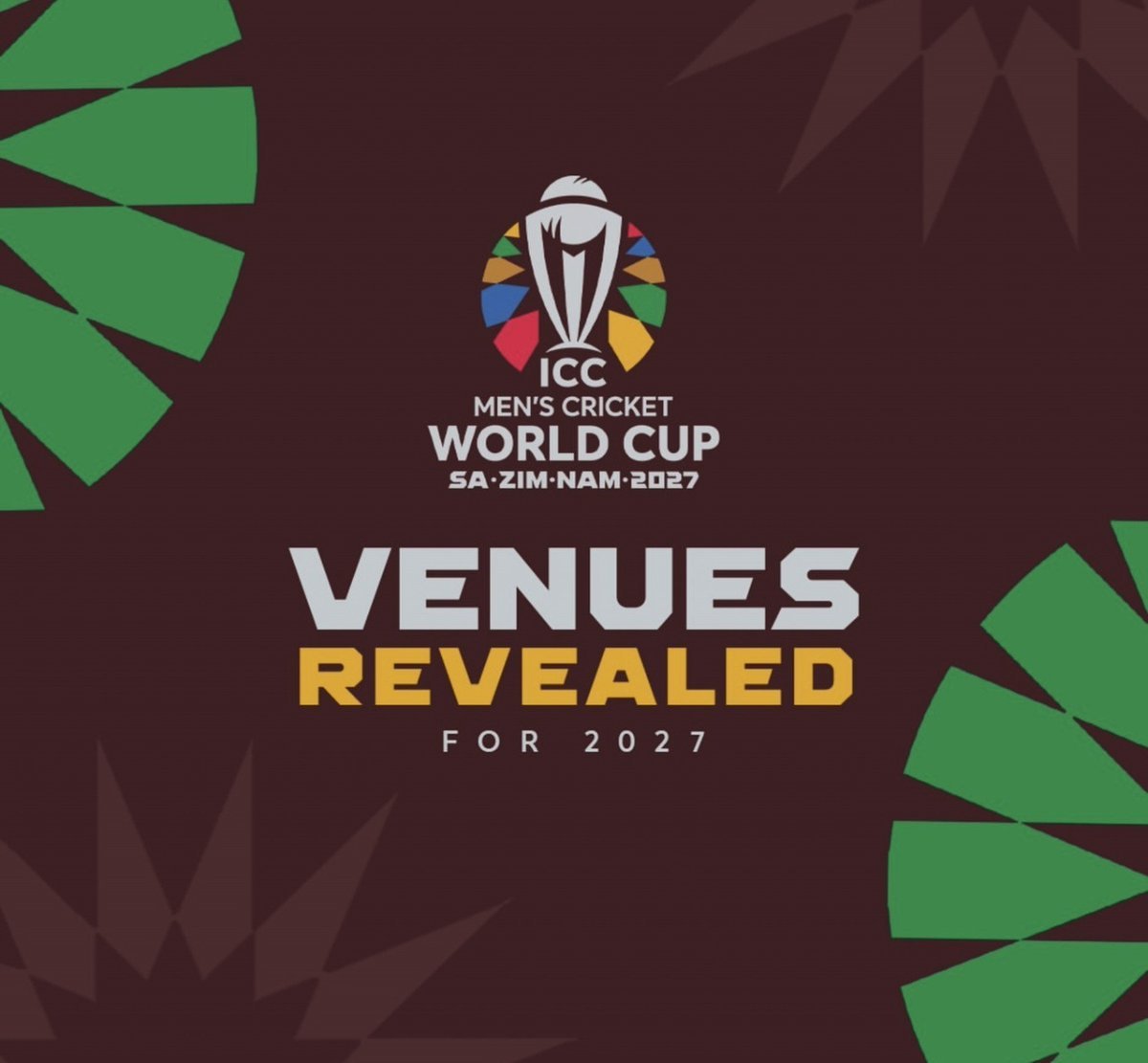 Sports18's tweet photo. THE OFFICIAL LOGO OF ICC ODI WORLD CUP 2027. 🏆

Hos :- South Africa, Zimbabwe, Namibia 

- The Biggest Event in Cricket World. https://t.co/pxYiKLtN4x