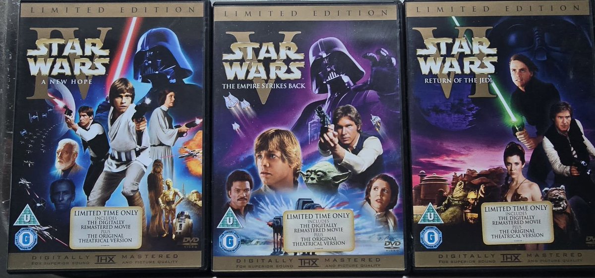 MidnightQuiil's tweet photo. @BrodoBaggens @joshselk @HawkEmDownChris But the 4K Blurays have all the changes Lucas added over the years. 

For Star Wars, DVD is the only way you can get the theatrical cuts. https://t.co/b8zs63x9XL