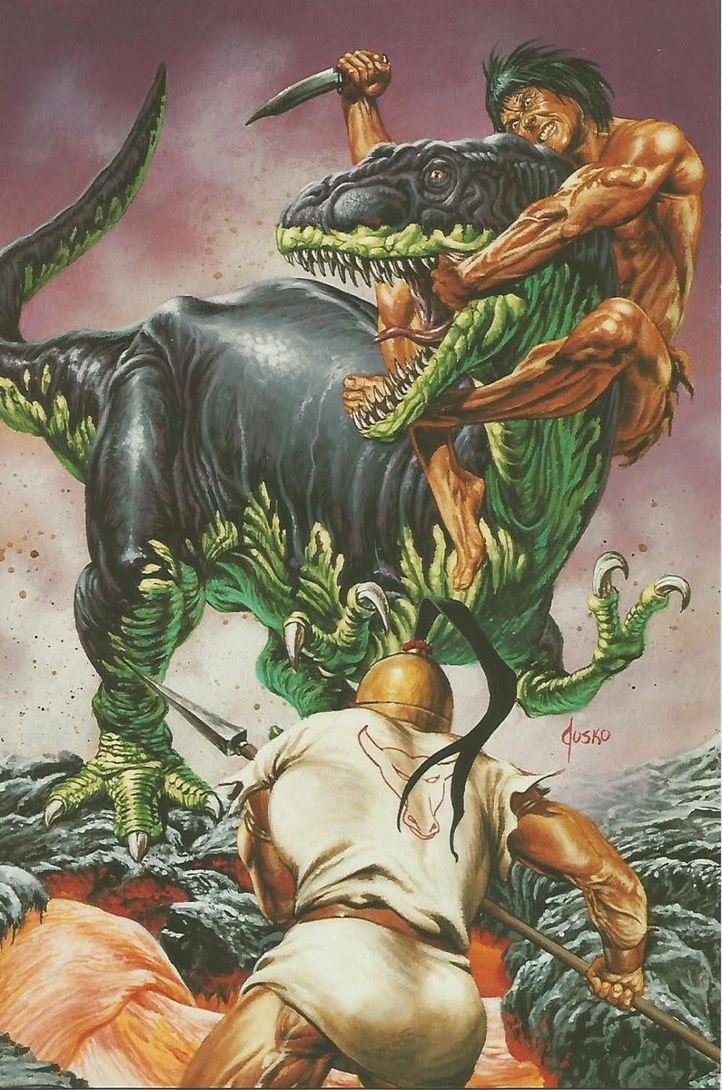 RCDad92's tweet photo. “Jurassic Battle”
Card #15 from the 1994 “Joe Jusko’s Edgar Rice Burroughs” card set.
#FantasyArt https://t.co/4VoYGtnvoD