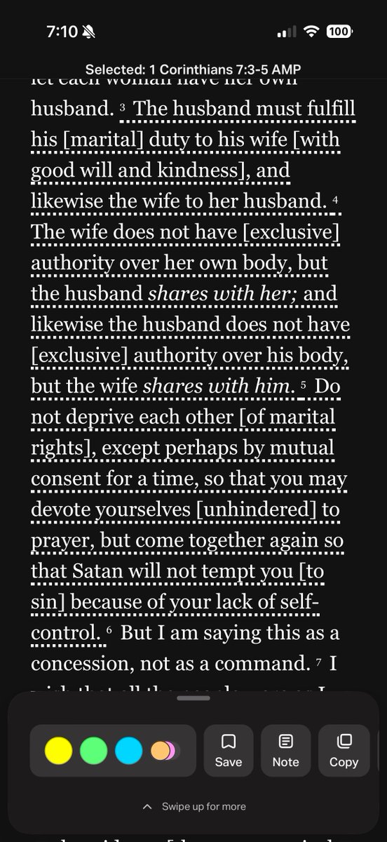 kylemangum96's tweet photo. @melsodibrain00 @stoicmen_ 1 Corinthians 7:3-5
It’s not about rape, you weirdo. It’s about desiring each other and how it is SUPPOSED to be a regular part of marriage because of the sin that is sexual immorality. https://t.co/RRX0vH9t9L