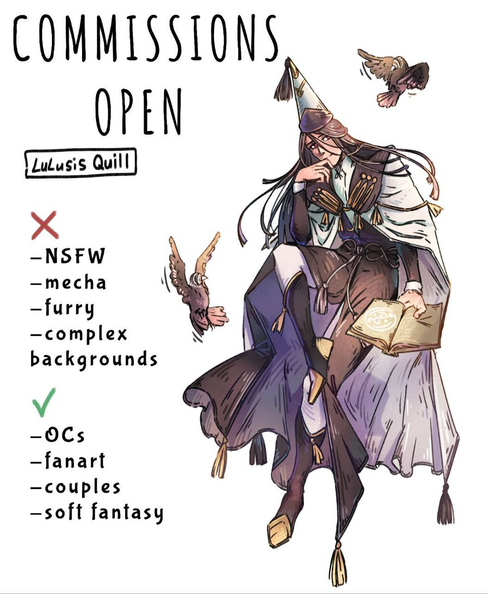 Lulusis_Quill's tweet photo. ✧COMMISSIONS OPEN✧

In honor of the Witch Hat Atelier anniversary, I finally picked myself up and decided to open my commissions! 

 DM me for orders and questions!🩷

#WitchHatAtelier  #artcommissions #commission #WHA https://t.co/8kixPm4pEL