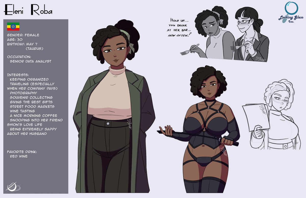 ijsdiaz93's tweet photo. Office lady just wants her friend to finally ask out that hot bartender she keeps visiting. #oc https://t.co/pc5pqo5BI4
