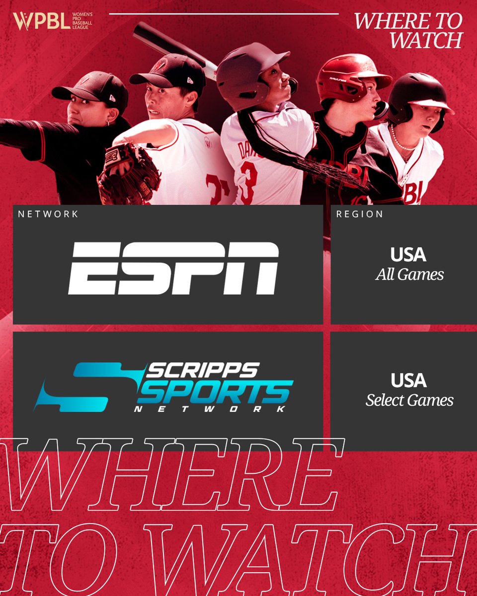 wpbl_official's tweet photo. IT'S OFFICIAL. 

ESPN will be the streaming home to the 2026 WPBL Inaugural Season, with all regular season and playoff games broadcasting live on ESPN Select.

Additionally, 11 regular season games, beginning with this Sunday's matchup between the San Francisco Firebells and Boston Hunters, will be broadcast co-exclusively on Scripps Sports Network. 

Tune in this weekend to witness history!