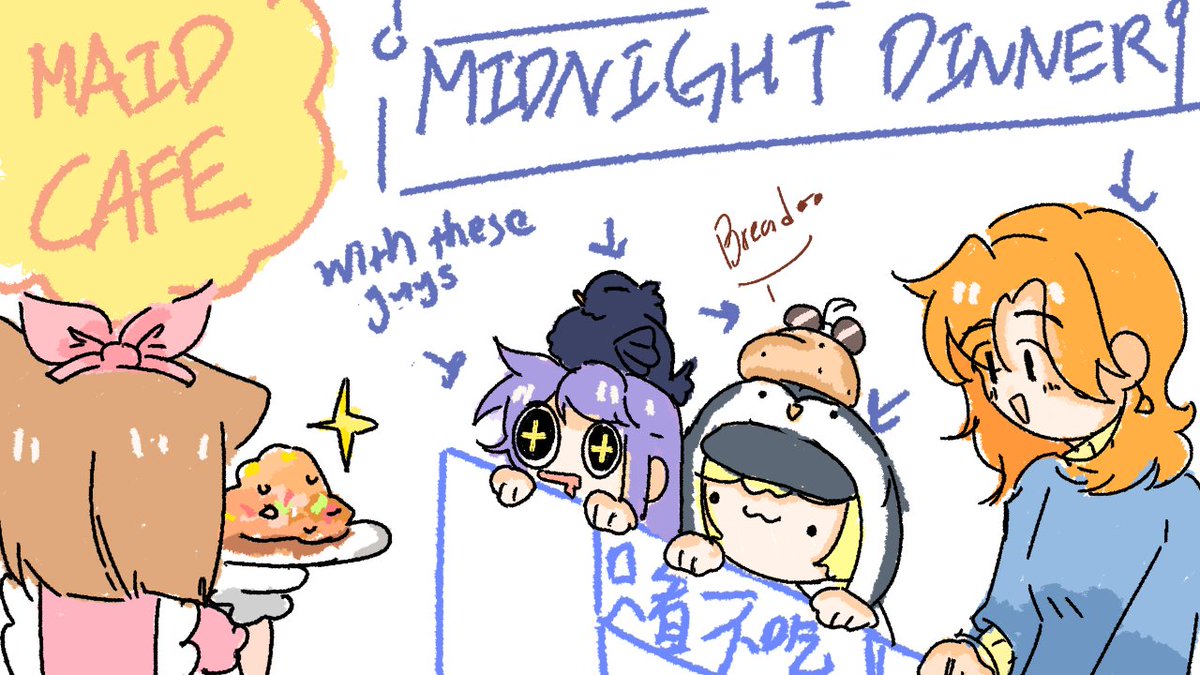 AmieKawai's tweet photo. [Sudden midnight stream ! we're starving people today] https://t.co/z2N2WrOdfI