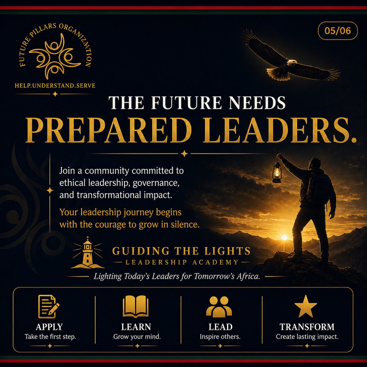 future_cbo's tweet photo. At Guiding the Lights Leadership Academy, we believe lasting impact begins with mastering yourself before leading others.

Lead with purpose. Build a legacy.

#GTLLA #Leadership #EthicalLeadership #FuturePillars #LeadershipDevelopment #YouthLeadership #ForGodAndThePeople https://t.co/i6TA4G7Yc1