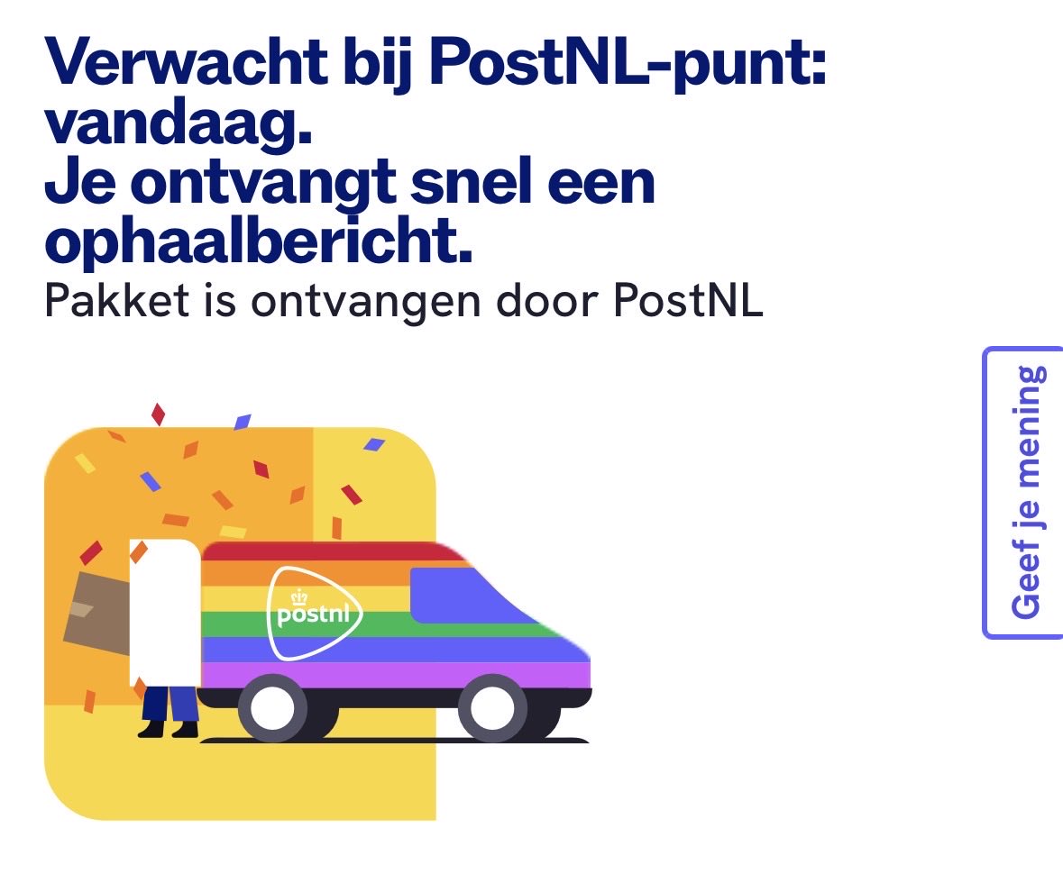 HJK01's tweet photo. lekker hoor @PostNL al drie dagen lees ik dat het pakket morgen wordt bezorgd. Hoe lang gaan jullie dat volhouden? #dtv https://t.co/8hjBVjE5pv
