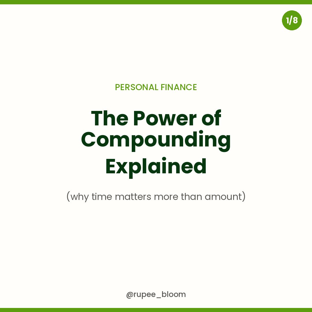 rupee_bloom's tweet photo. The power of compounding, explained 🧵📈

Why time matters more than amount.

#PersonalFinance #Investing https://t.co/fw3MnWmKfW